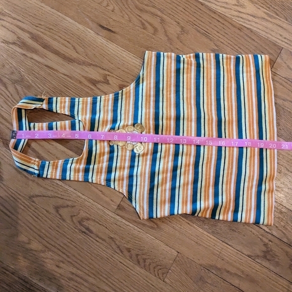 Y2K Care Bears Large Funshine Sunny Racer Back‎ Striped Ribbed Tank Top - Picture 6 of 9